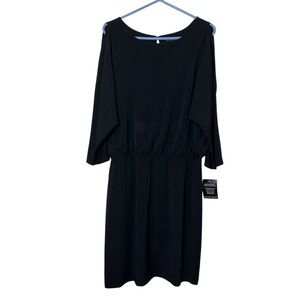 Boston Proper Cold Shoulders Black Midi Dress NWT Size M